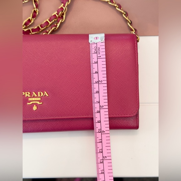 Prada Pink Saffiano Chain Wallet - Picture 8 of 10